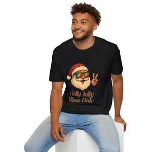 Holly Jolly Vibes Christmas T-Shirt Black Shirt